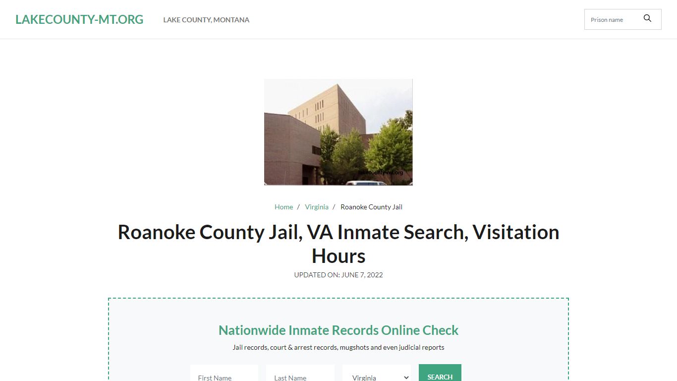 Roanoke County Jail , VA Inmate Search, Visitation Hours